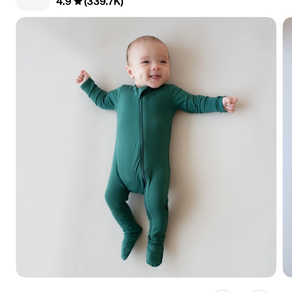 Kyte baby Emerald Green Zippered Footie